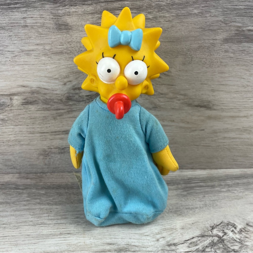 Vintage 1990 Simpsons Doll Plastic Head Cloth Body 7” Maggie Simpson